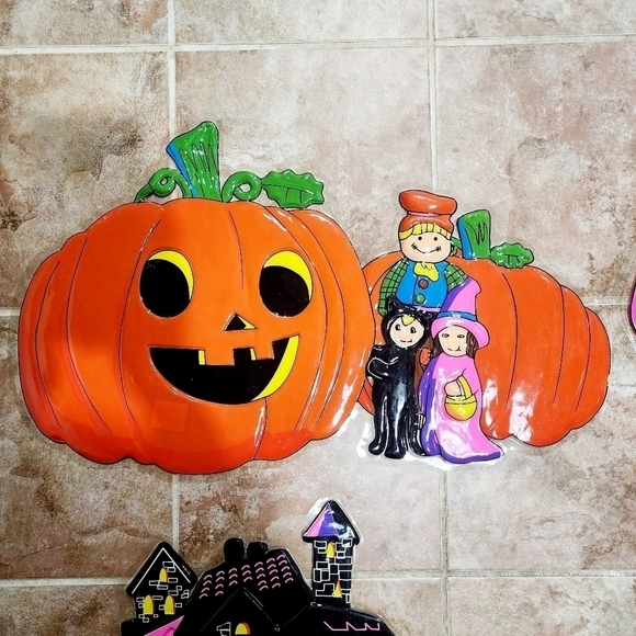 Lot 4 Large Vintage Halloween Plastic Die Cut Decorations Hanging Decor VTG EUC - Picture 2 of 5